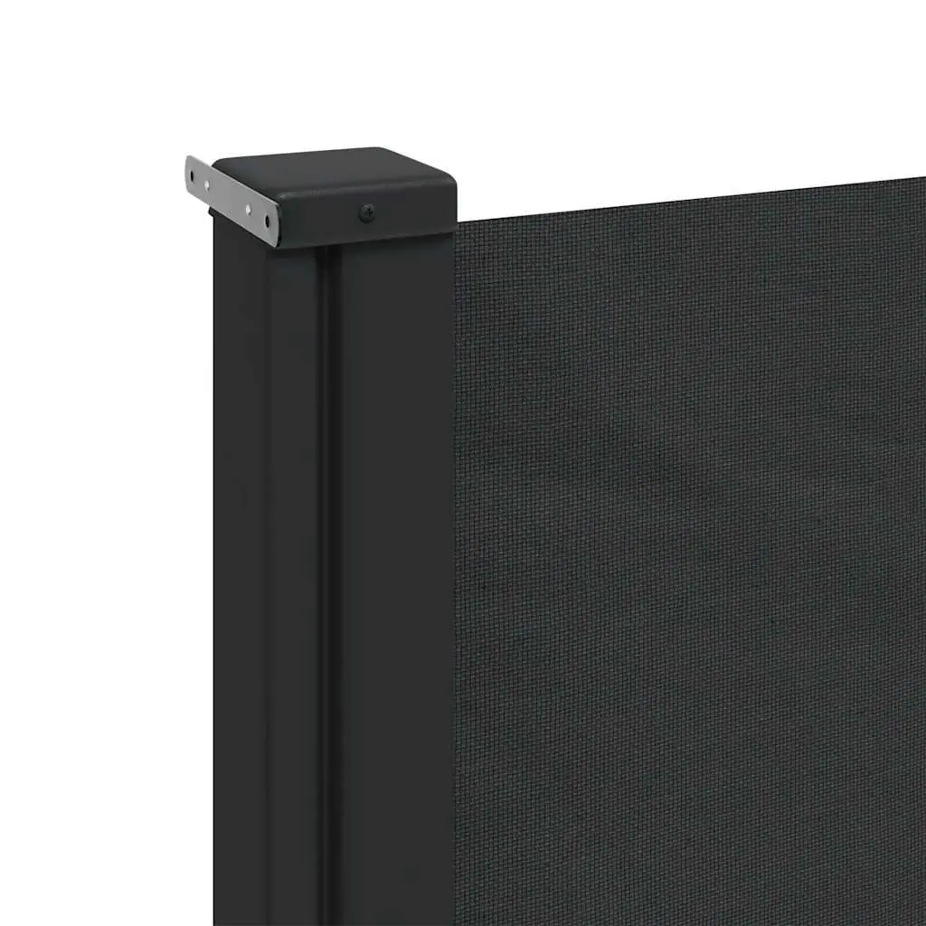 Retractable Side Awning Polyester 220x600cm Black Garden Privacy Screen Patio Balcony Shade