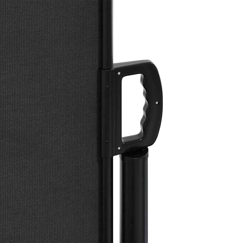 Retractable Side Awning Polyester 220x600cm Black Garden Privacy Screen Patio Balcony Shade