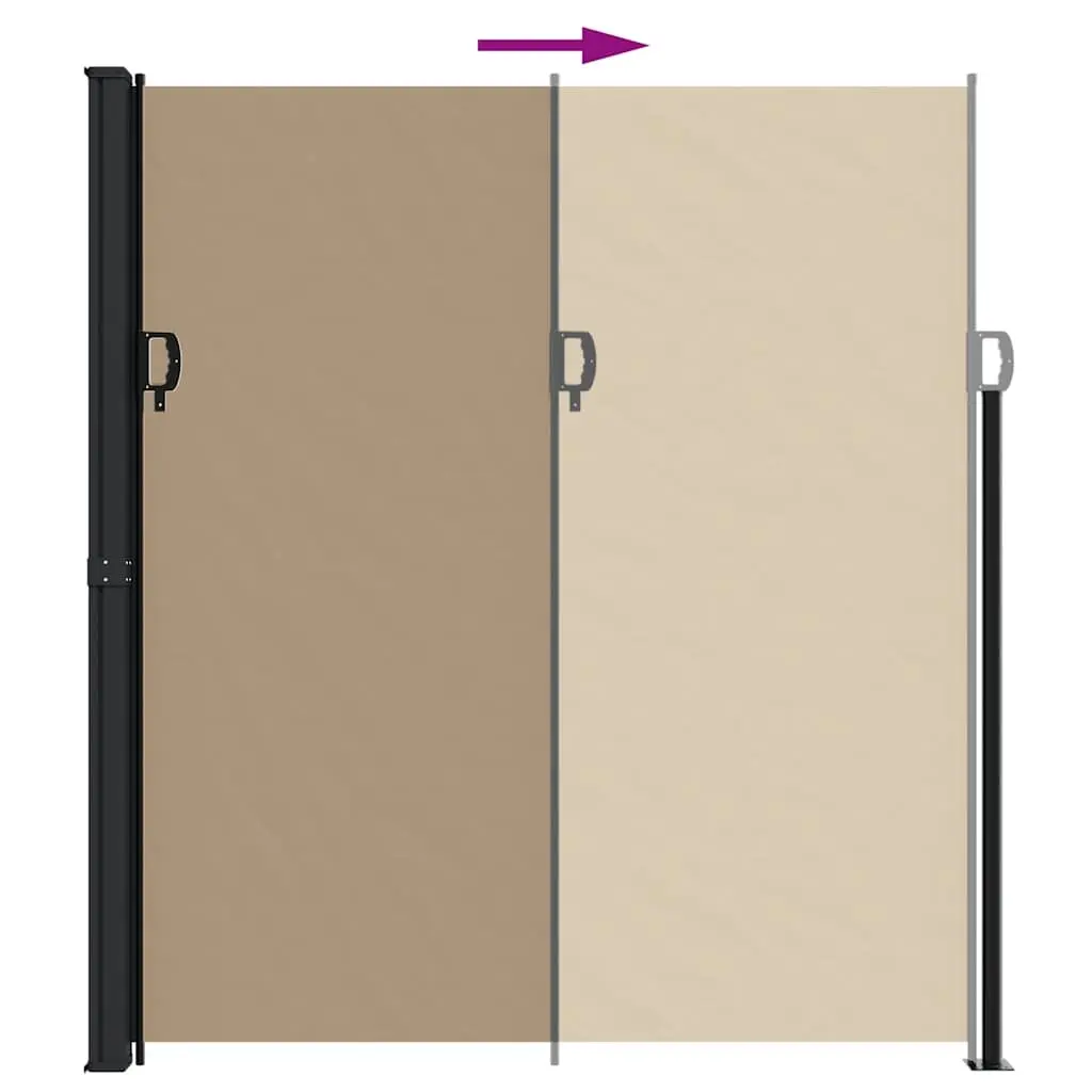 Retractable Awning Privacy Screen 220x600cm Outdoor Garden Shade Taupe Polyester