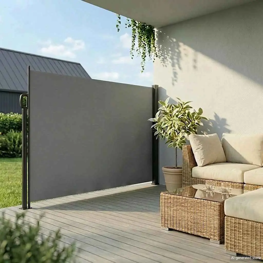 Retractable Awning Screen Anthracite 220x600cm Outdoor Privacy Fabric for Garden Patio Balcony