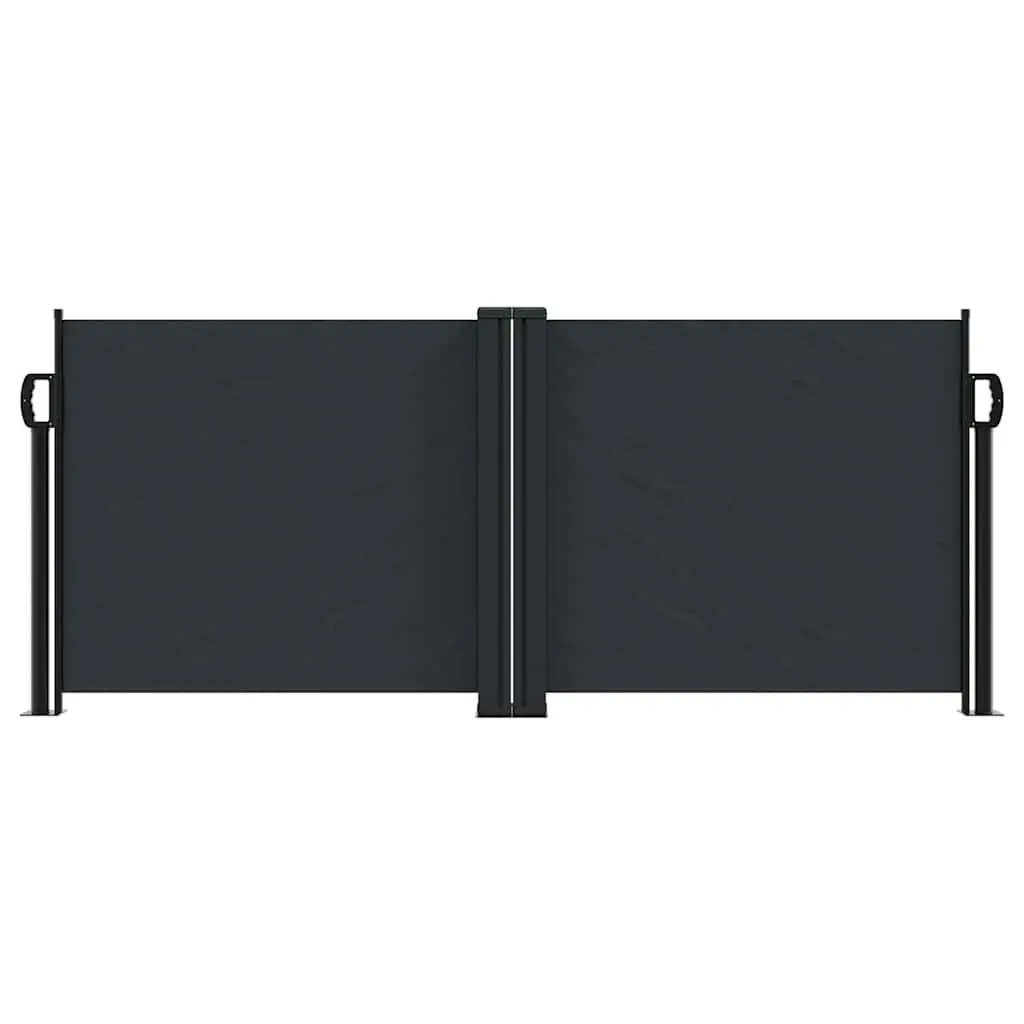 Retractable Side Awning Polyester 100x1000cm Black Garden Privacy Screen