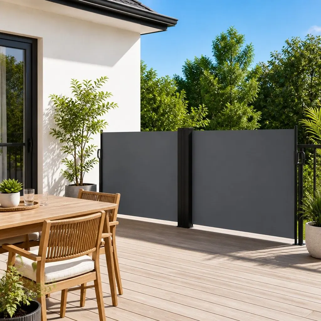 Retractable Side Awning Polyester 100x1000cm Anthracite Garden Privacy Screen Outdoor Patio Balcony