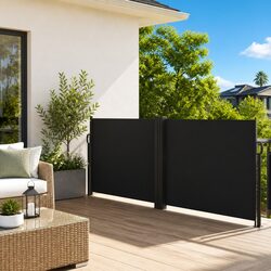 Retractable Side Awning Black 140x1000 cm Garden Privacy Screen Patio Balcony