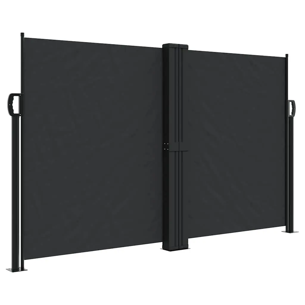Retractable Side Awning Polyester 140x1000 cm Black Garden Privacy Screen