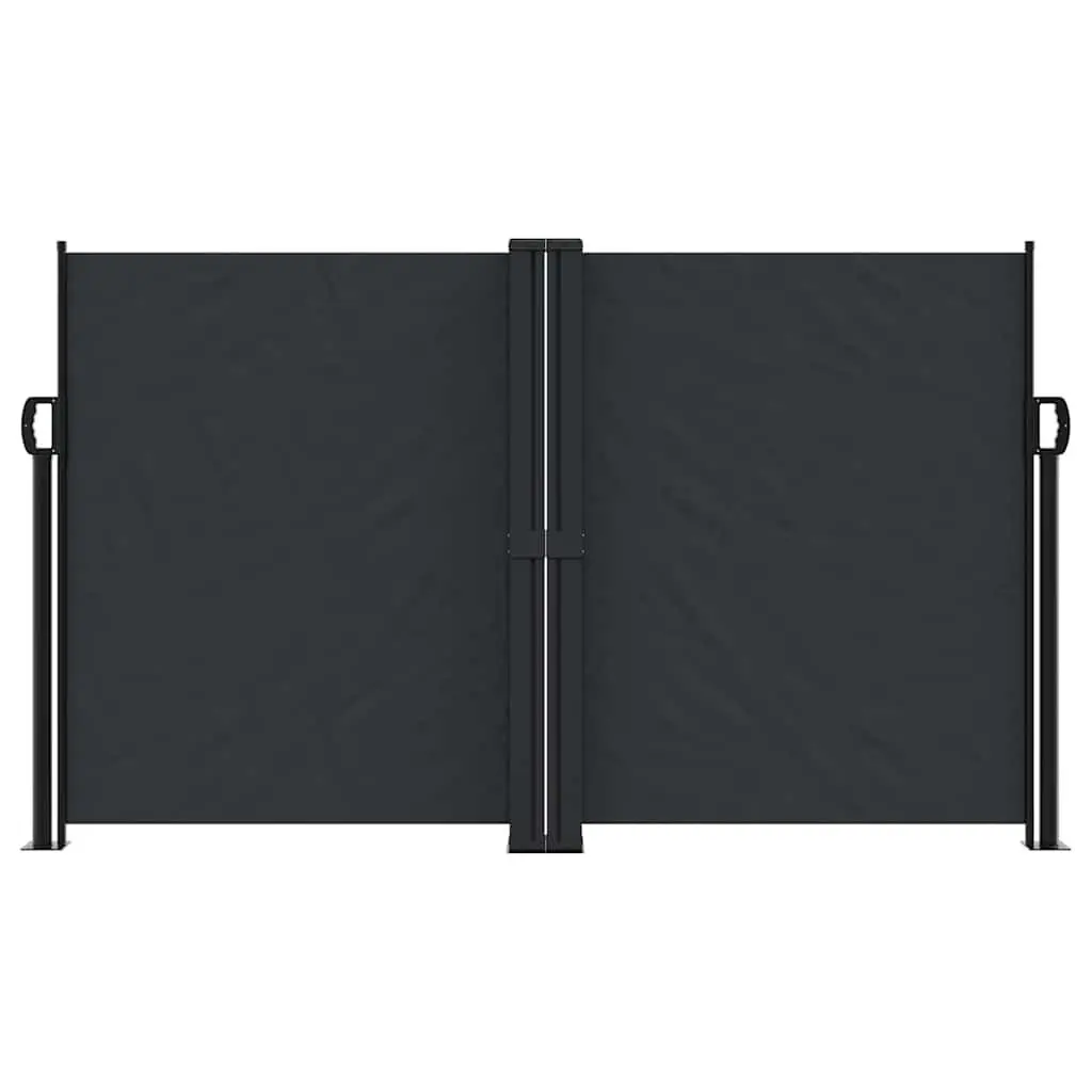 Retractable Side Awning Polyester 140x1000 cm Black Garden Privacy Screen