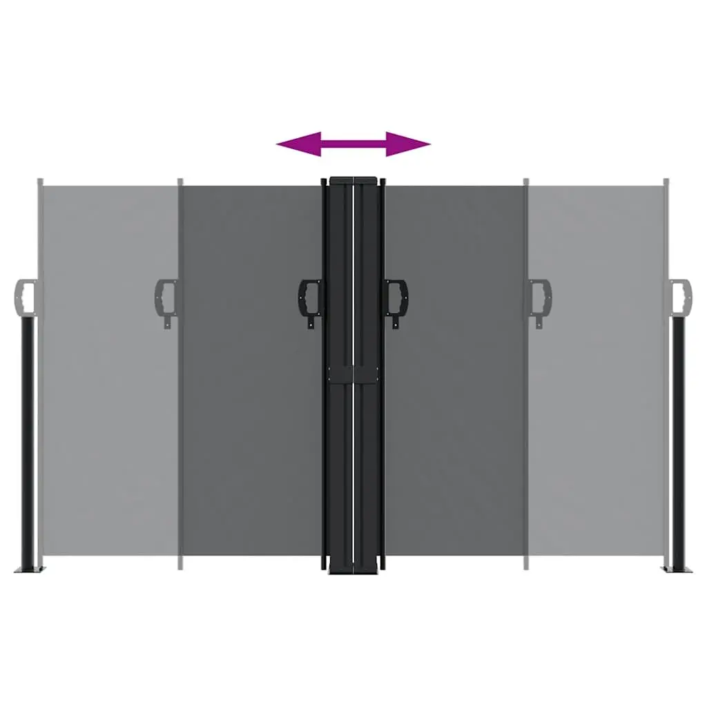 Retractable Side Awning Polyester 140x1000 cm Black Garden Privacy Screen