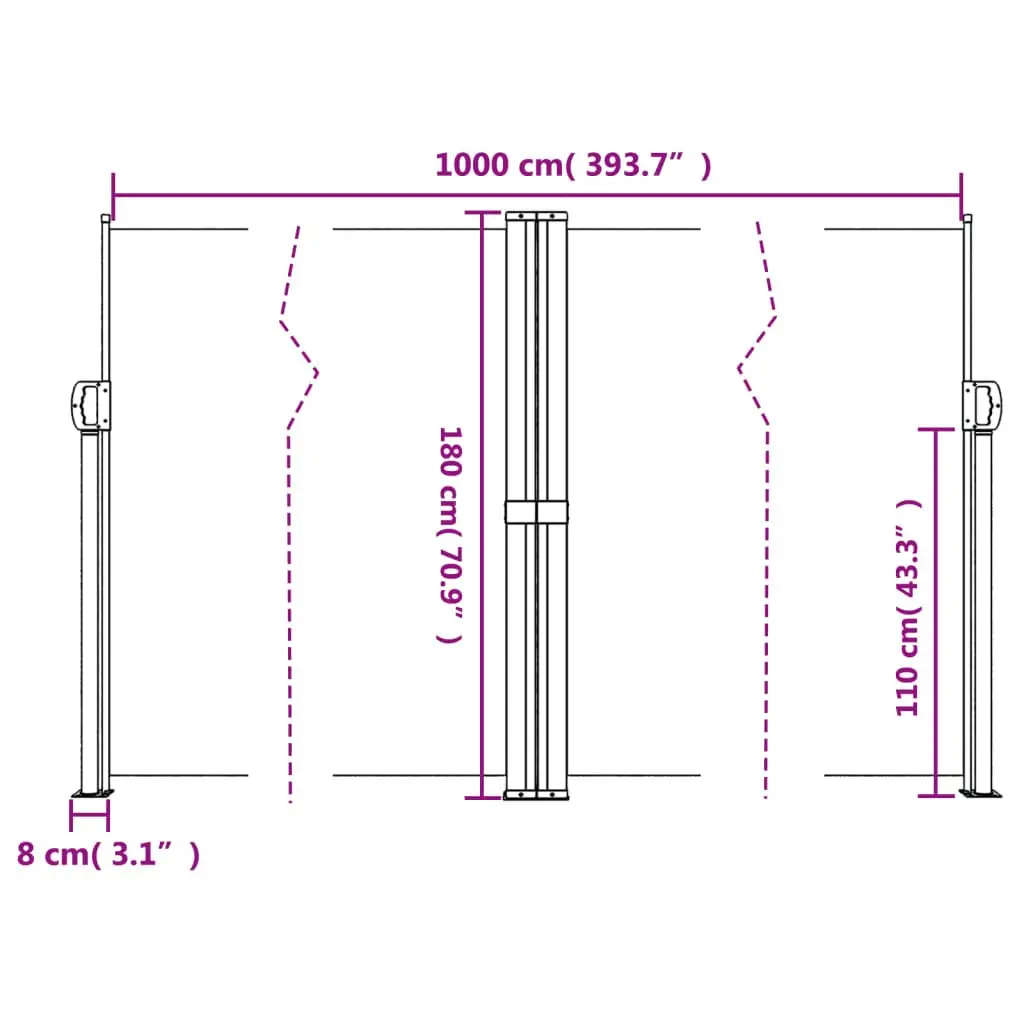 Retractable Awning Privacy Screen Anthracite Outdoor Garden 180x1000cm Balcony Terrace Patio
