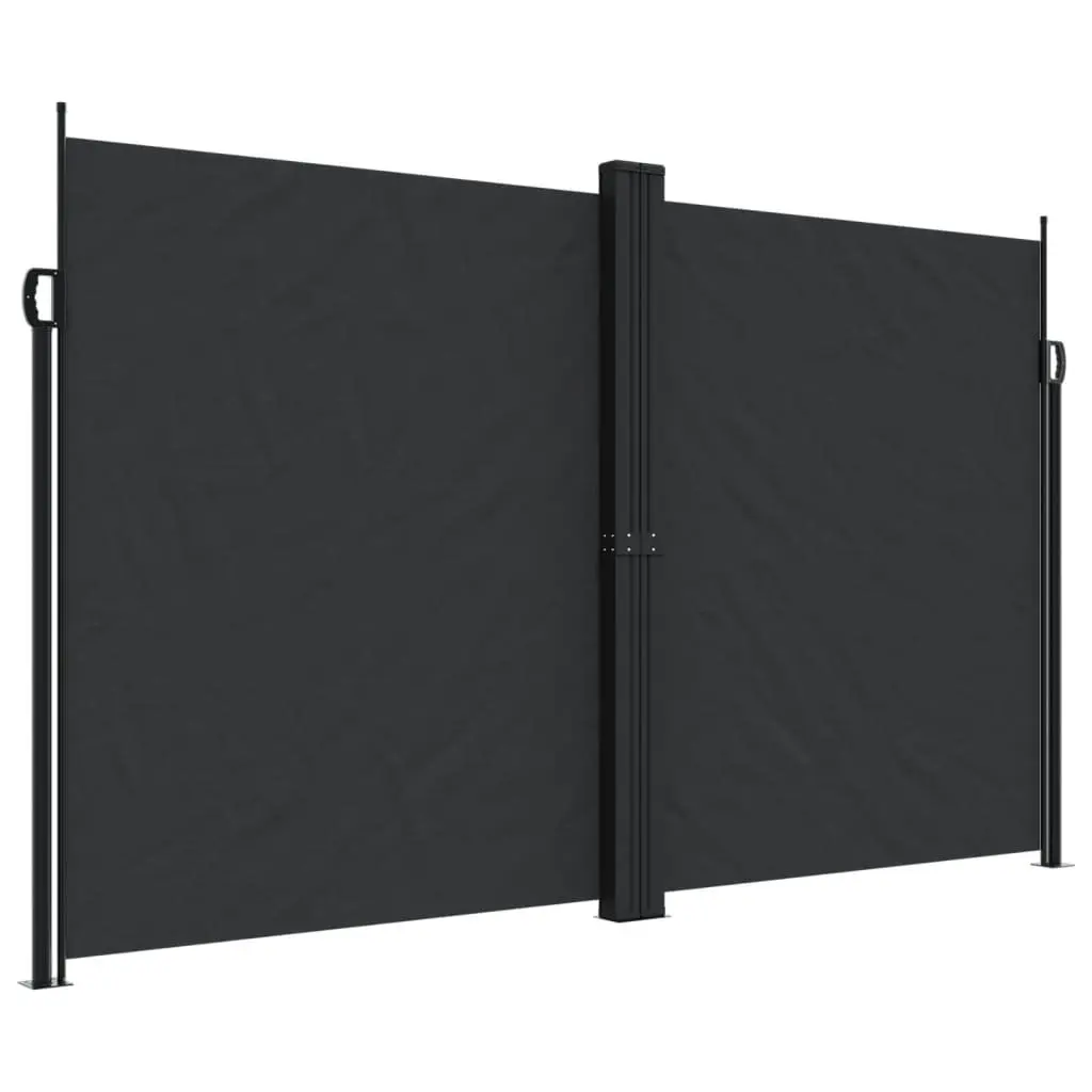 Retractable Awning Polyester Black 200x1000cm Outdoor Garden Privacy Screen