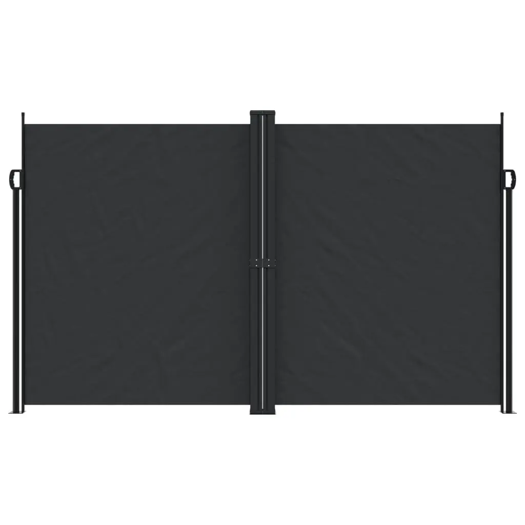 Retractable Awning Polyester Black 200x1000cm Outdoor Garden Privacy Screen