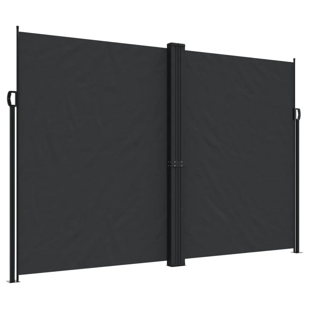 Retractable Side Awning Water and UV Resistant Polyester 220 x 1000 cm Black
