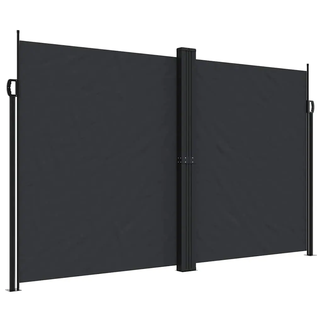 Retractable Side Awning Polyester 200x1200cm Black Outdoor Privacy Screen Garden Patio Balcony