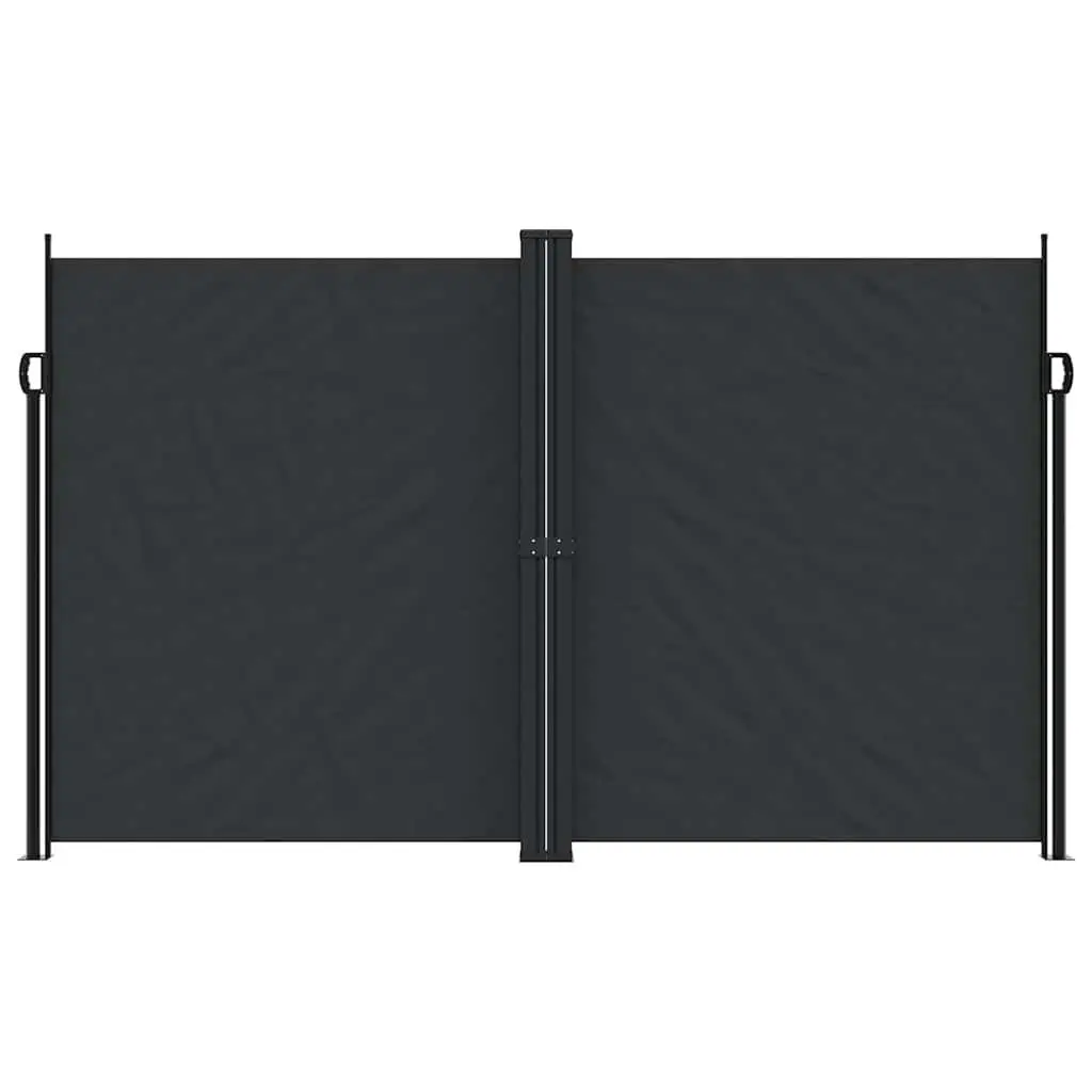 Retractable Side Awning Polyester 200x1200cm Black Outdoor Privacy Screen Garden Patio Balcony