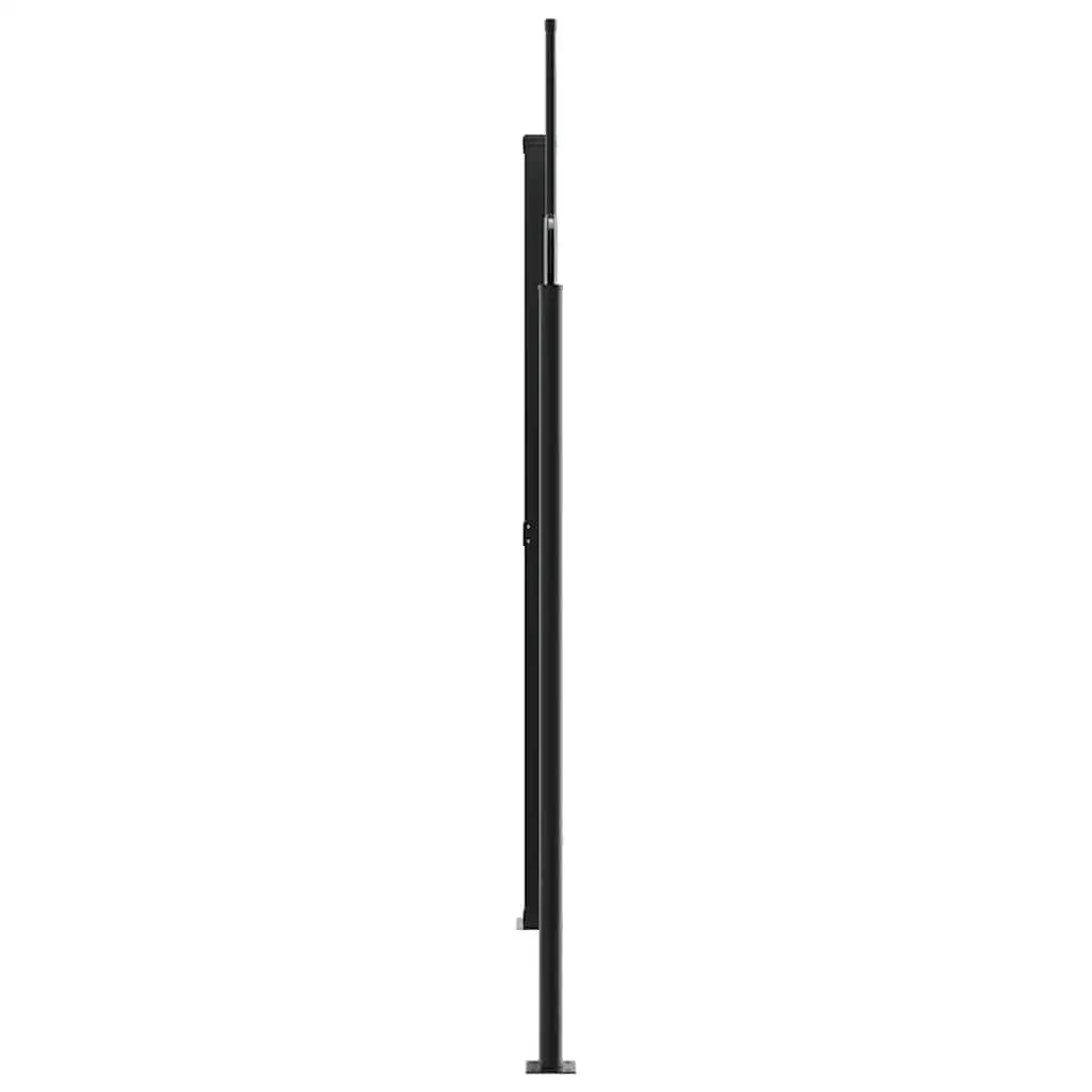 Retractable Side Awning Polyester 200x1200cm Black Outdoor Privacy Screen Garden Patio Balcony