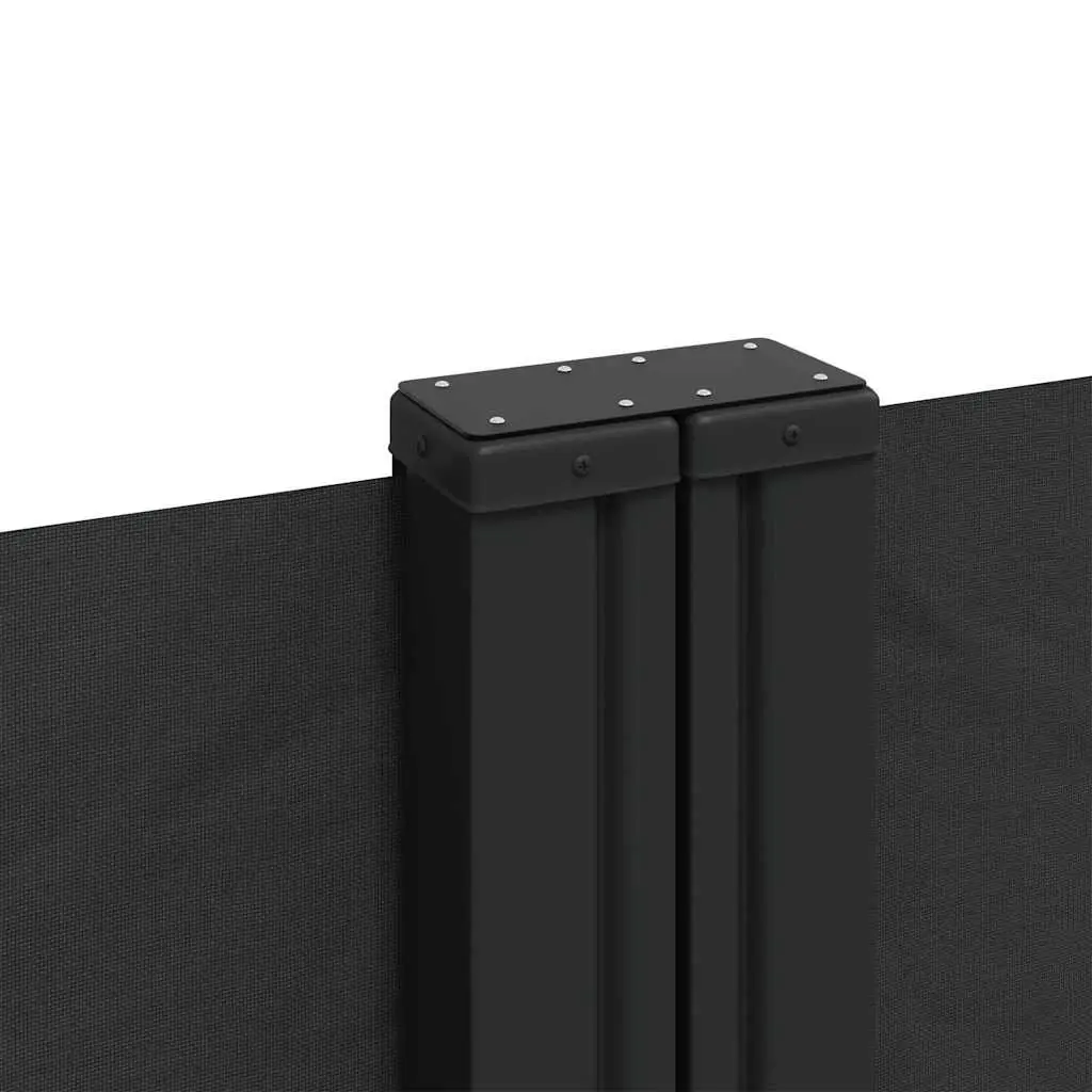 Retractable Side Awning Polyester 200x1200cm Black Outdoor Privacy Screen Garden Patio Balcony