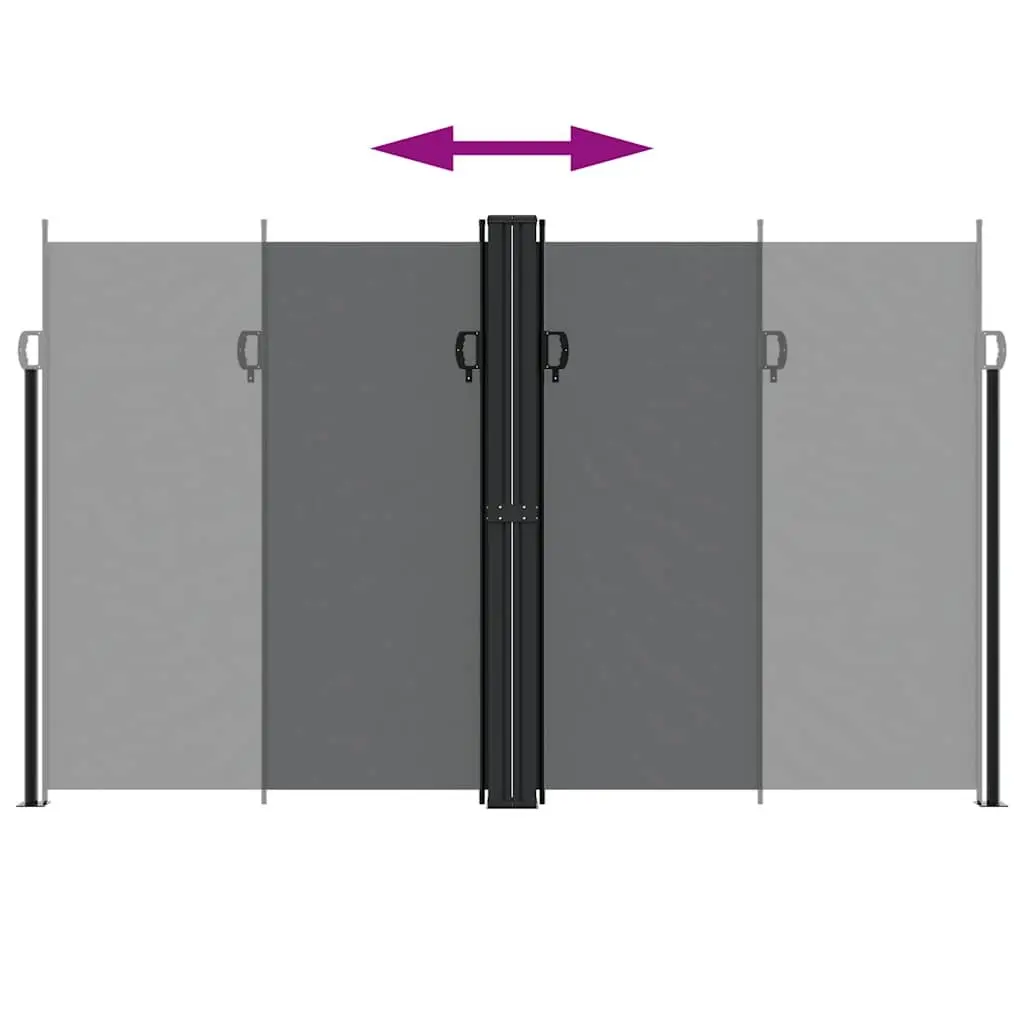 Retractable Side Awning Polyester 200x1200cm Black Outdoor Privacy Screen Garden Patio Balcony