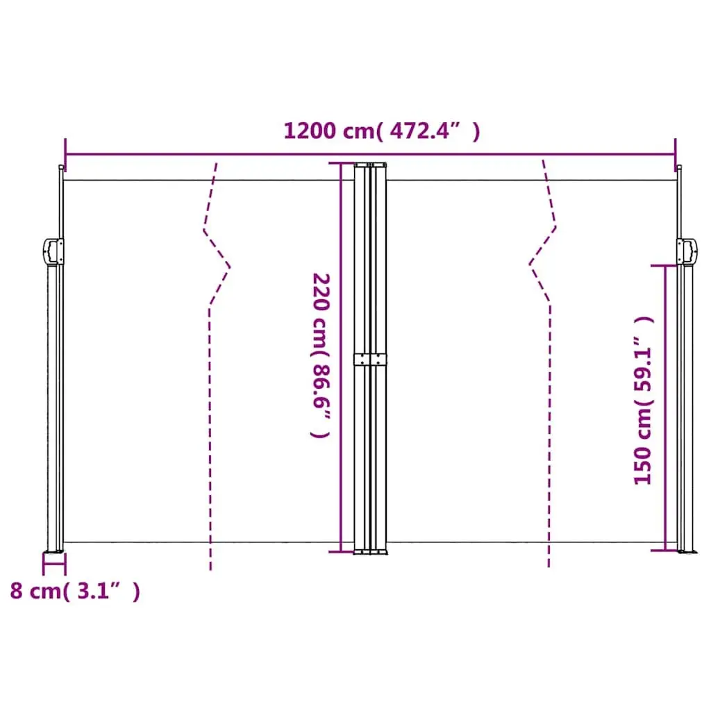 Retractable Side Awning Privacy Screen Outdoor Garden 220 x 1200 cm Anthracite