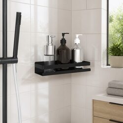Shower Shelf Storage Organiser Bathroom Wall Mount Black Stainless Steel Basket