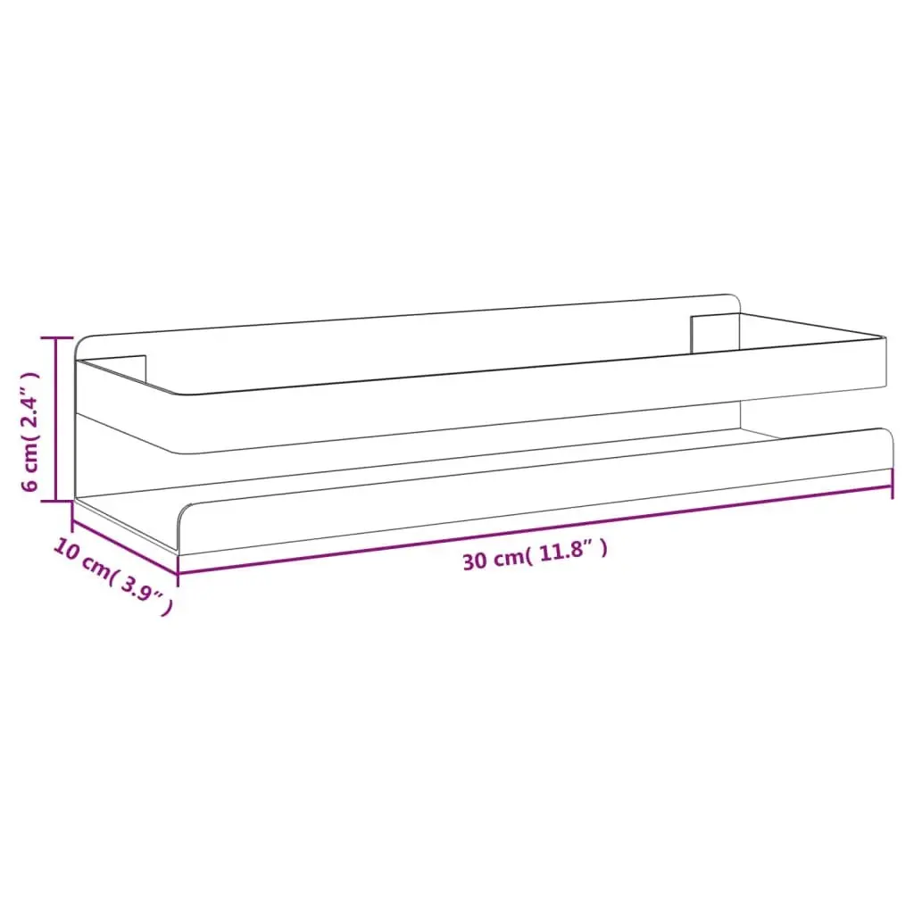 Shower Shelf Storage Organiser Stainless Steel 30 x 10 x 6 cm Black