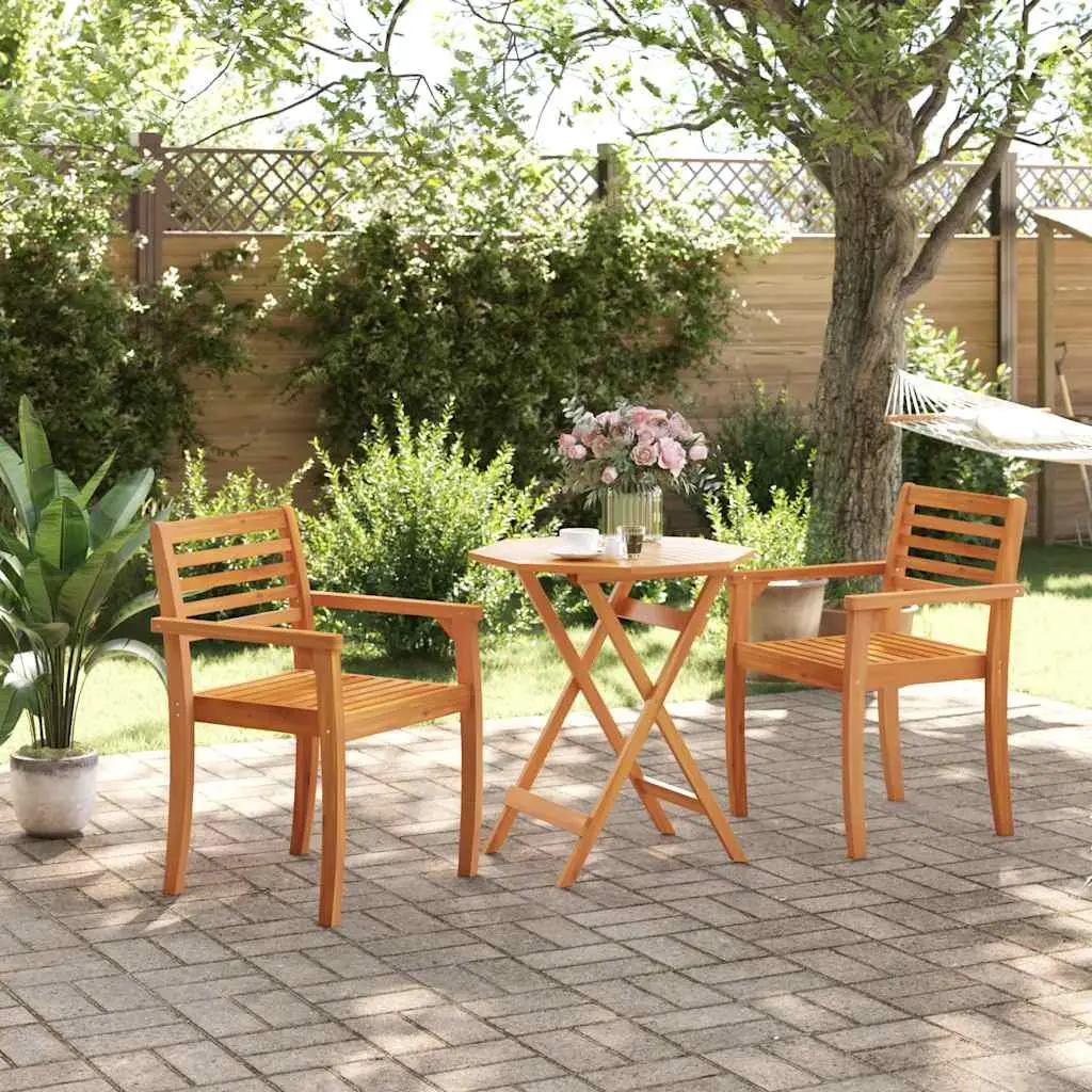 Folding Garden Table Round 70cm Outdoor Patio Dining Furniture Brown Wood