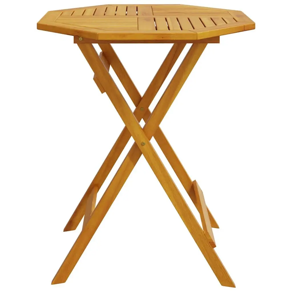 Folding Garden Table Round 70cm Outdoor Patio Dining Furniture Brown Wood