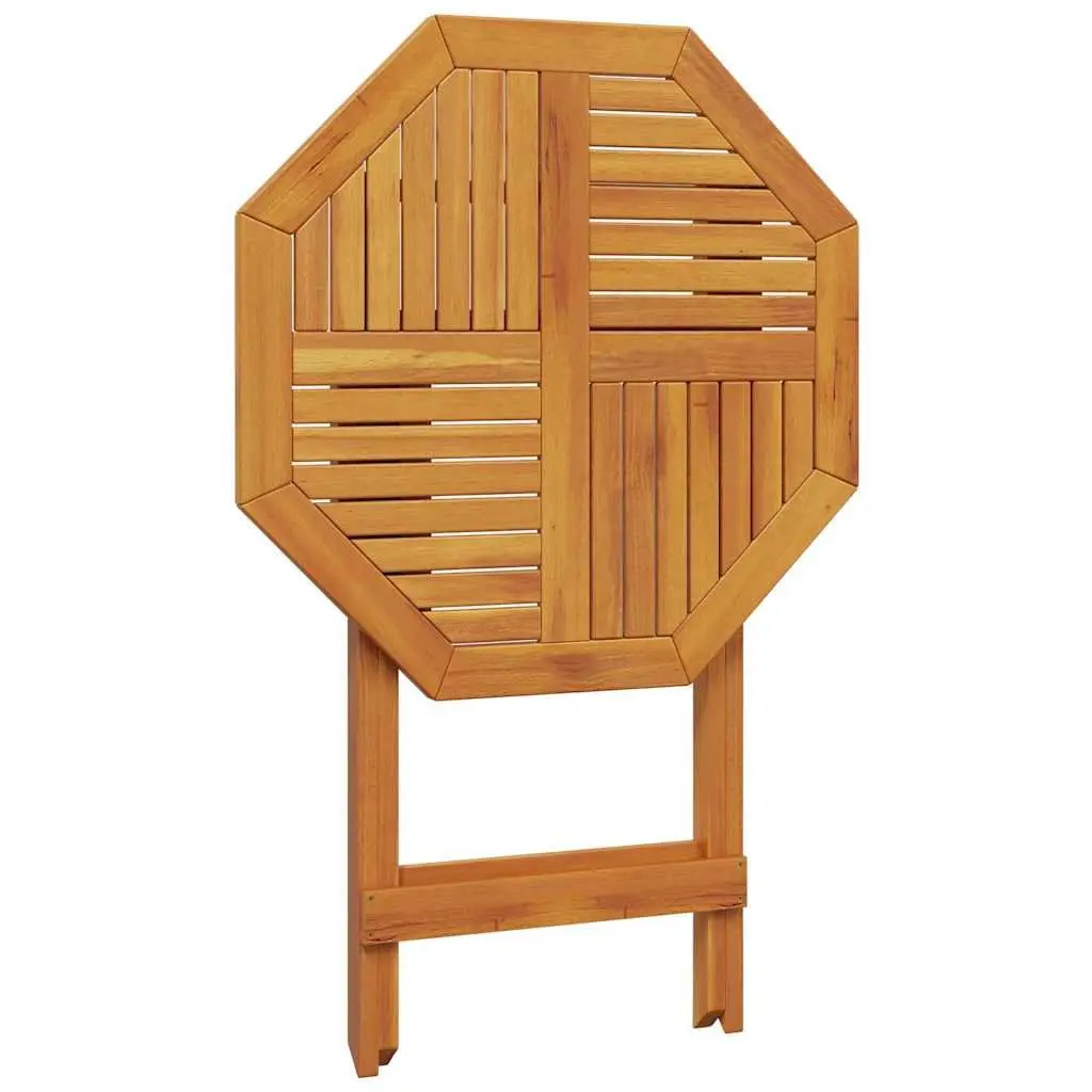 Folding Garden Table Round 70cm Outdoor Patio Dining Furniture Brown Wood