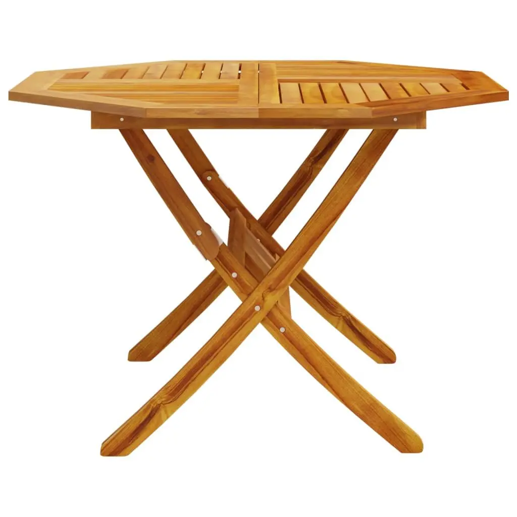 Folding Garden Table Solid Acacia Wood Round Ø110x75 cm Brown