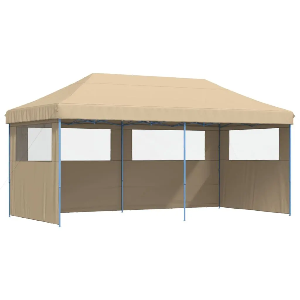 Foldable Pop-Up Party Tent Oxford Fabric 3 Sidewalls Beige