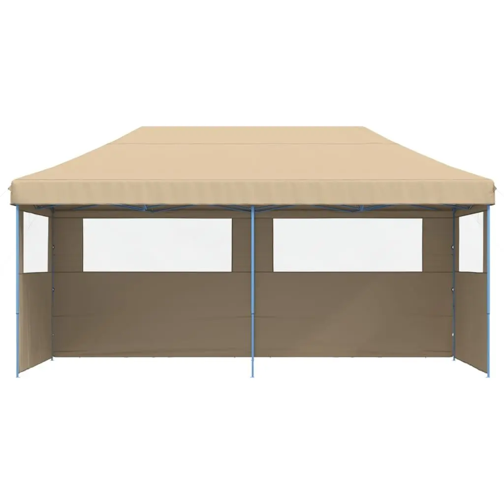 Foldable Pop-Up Party Tent Oxford Fabric 3 Sidewalls Beige