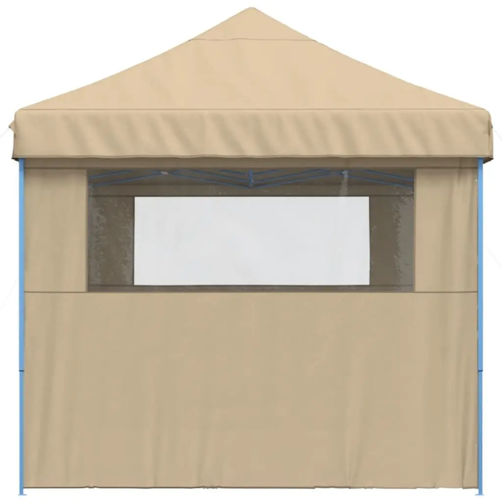 Foldable Pop-Up Party Tent Oxford Fabric 3 Sidewalls Beige