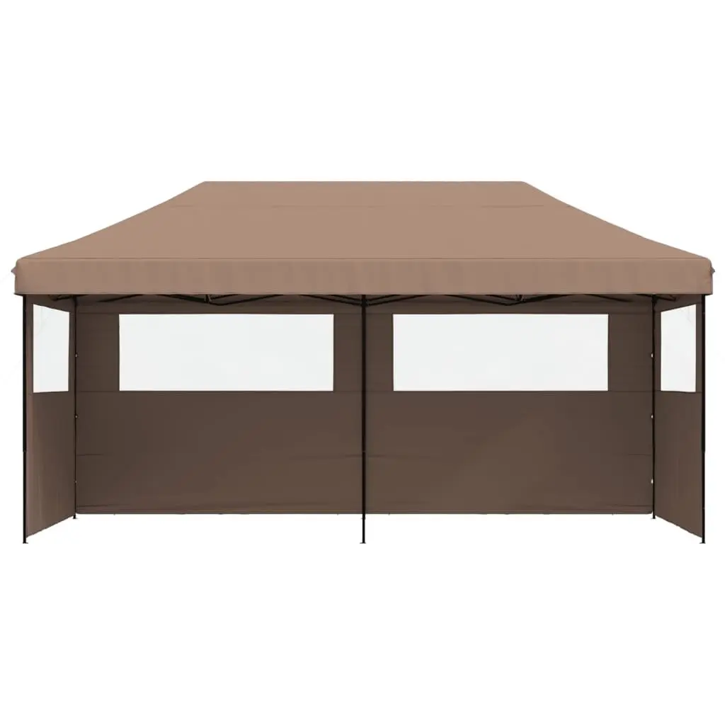 Foldable Pop-Up Party Tent Oxford Fabric 3 Sidewalls Brown Outdoor Gazebo Canopy