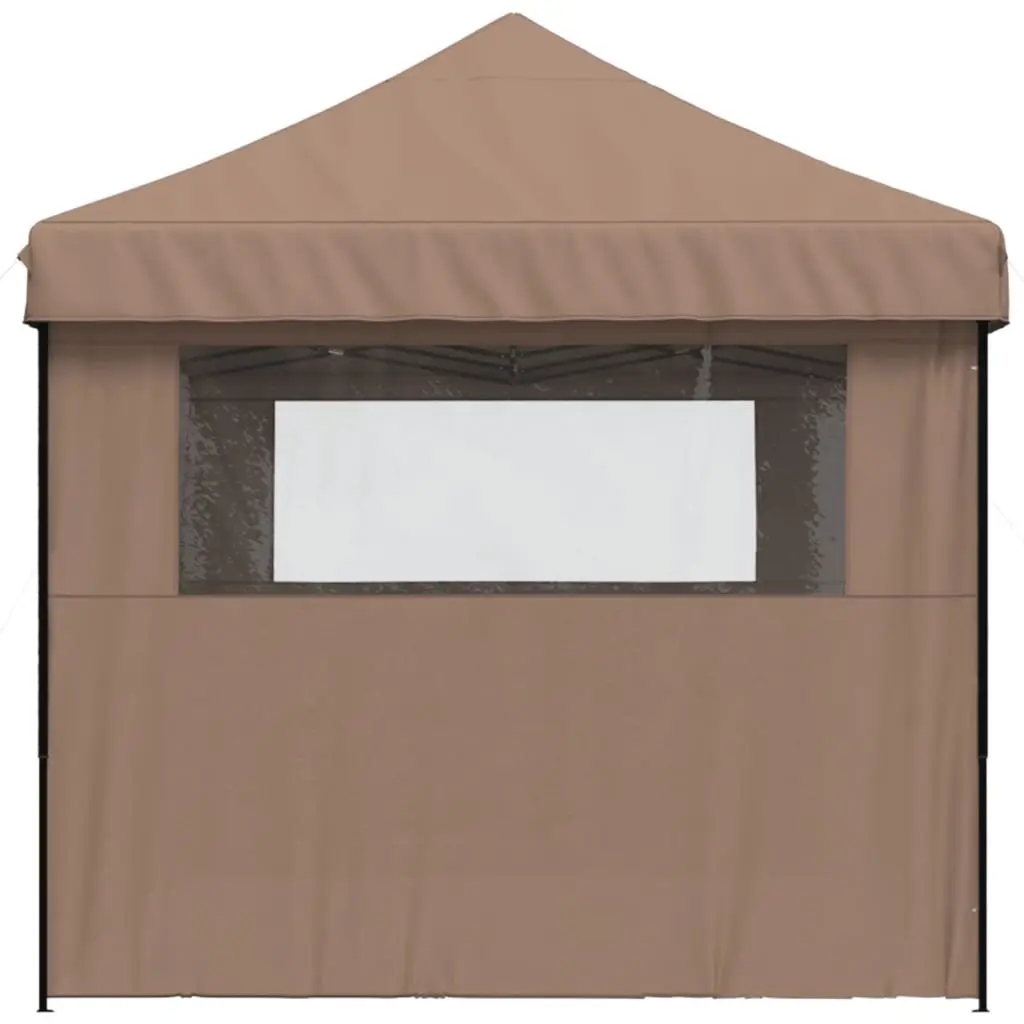 Foldable Pop-Up Party Tent Oxford Fabric 3 Sidewalls Brown Outdoor Gazebo Canopy