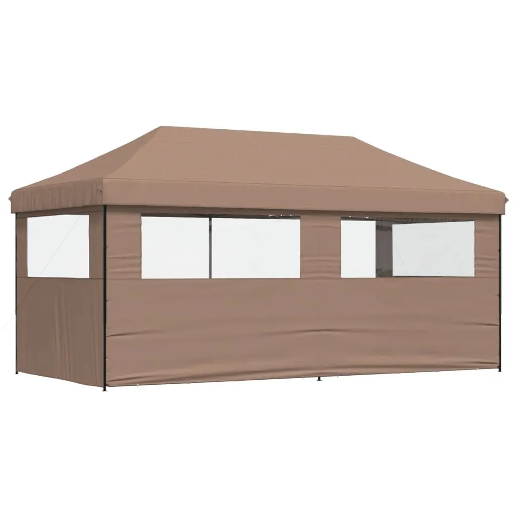 Foldable Pop-Up Party Tent Oxford Fabric 3 Sidewalls Brown Outdoor Gazebo Canopy