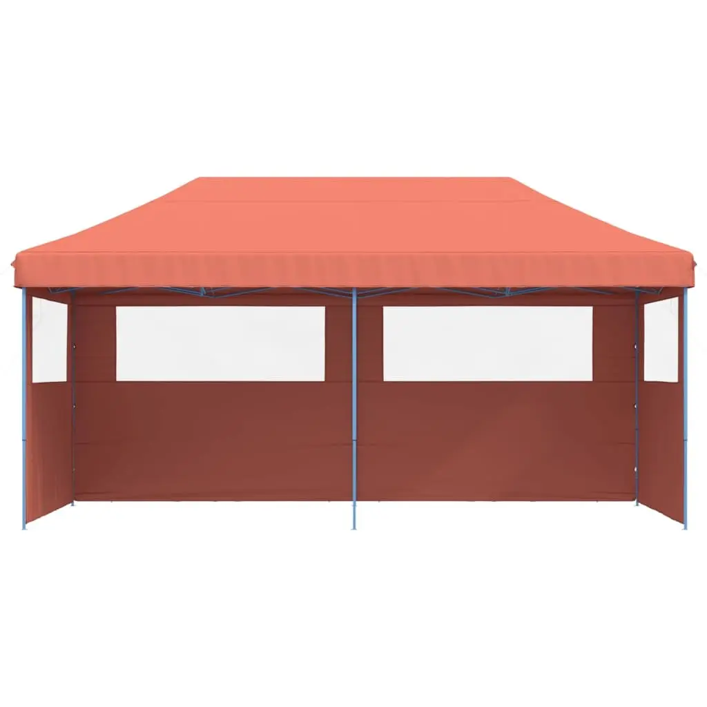 Foldable Pop-Up Party Tent Outdoor Gazebo with 3 Sidewalls Orange Garden
