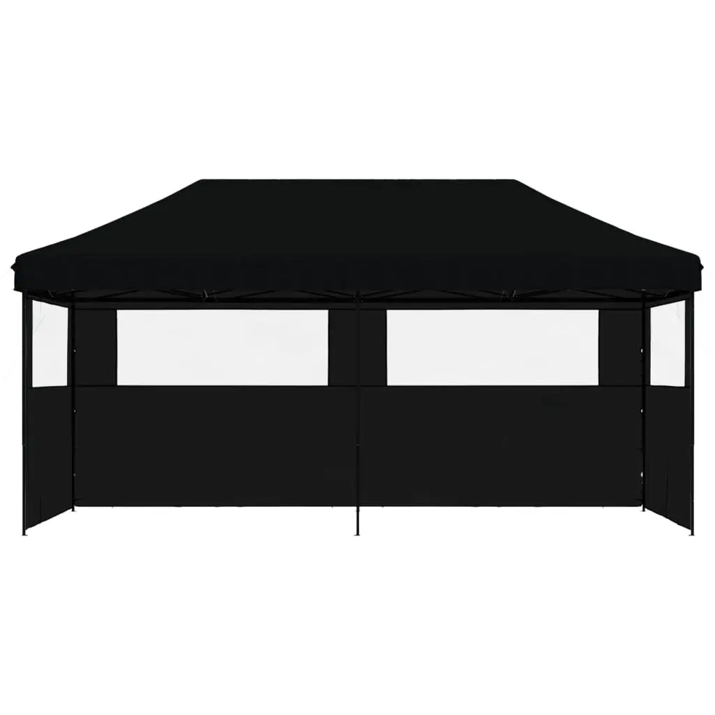 Pop-Up Party Tent Foldable Outdoor Gazebo 3 Sidewalls Black