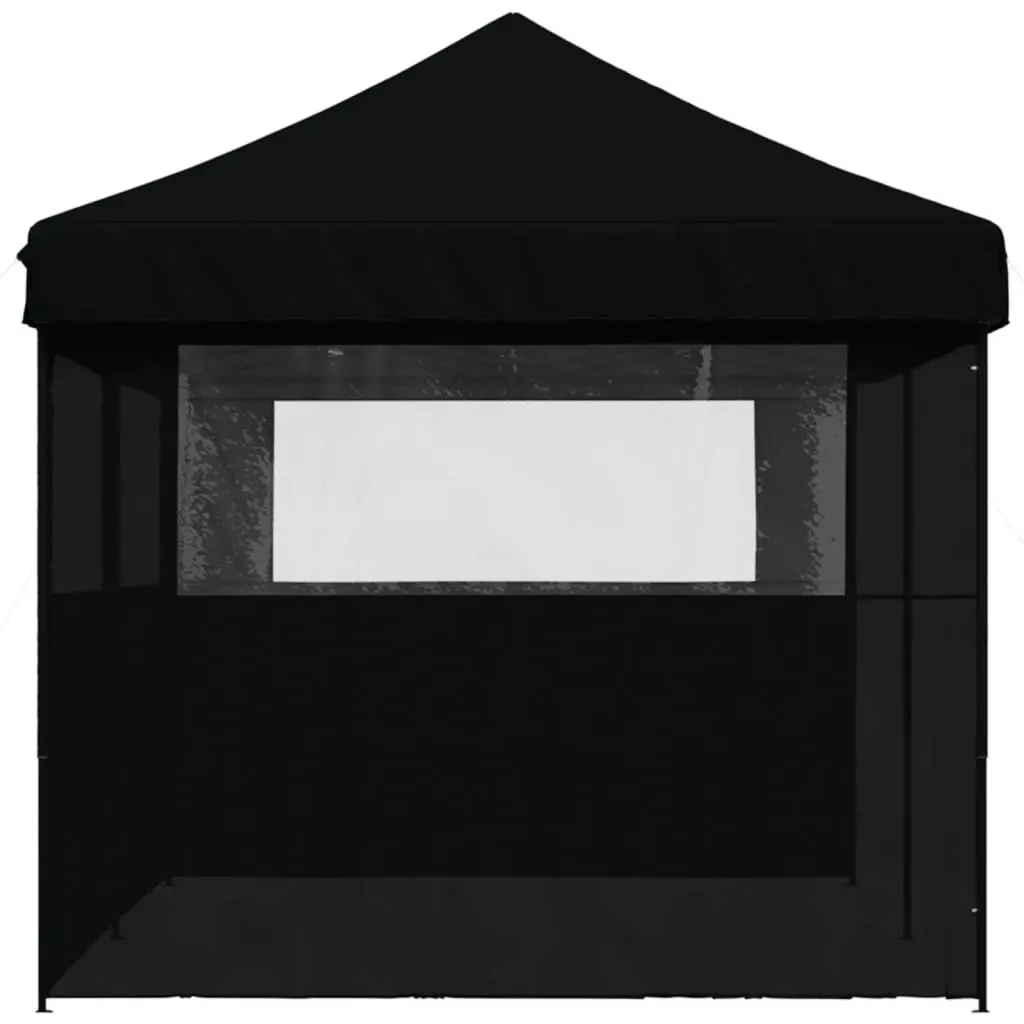 Pop-Up Party Tent Foldable Outdoor Gazebo 3 Sidewalls Black