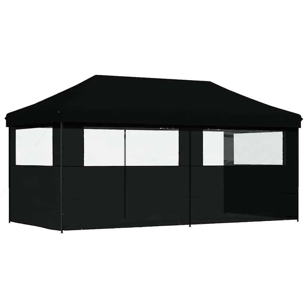 Pop-Up Party Tent Foldable Outdoor Gazebo 3 Sidewalls Black