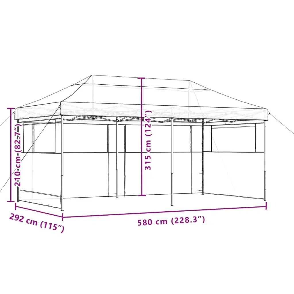 Pop-Up Party Tent Foldable Outdoor Gazebo 3 Sidewalls Black