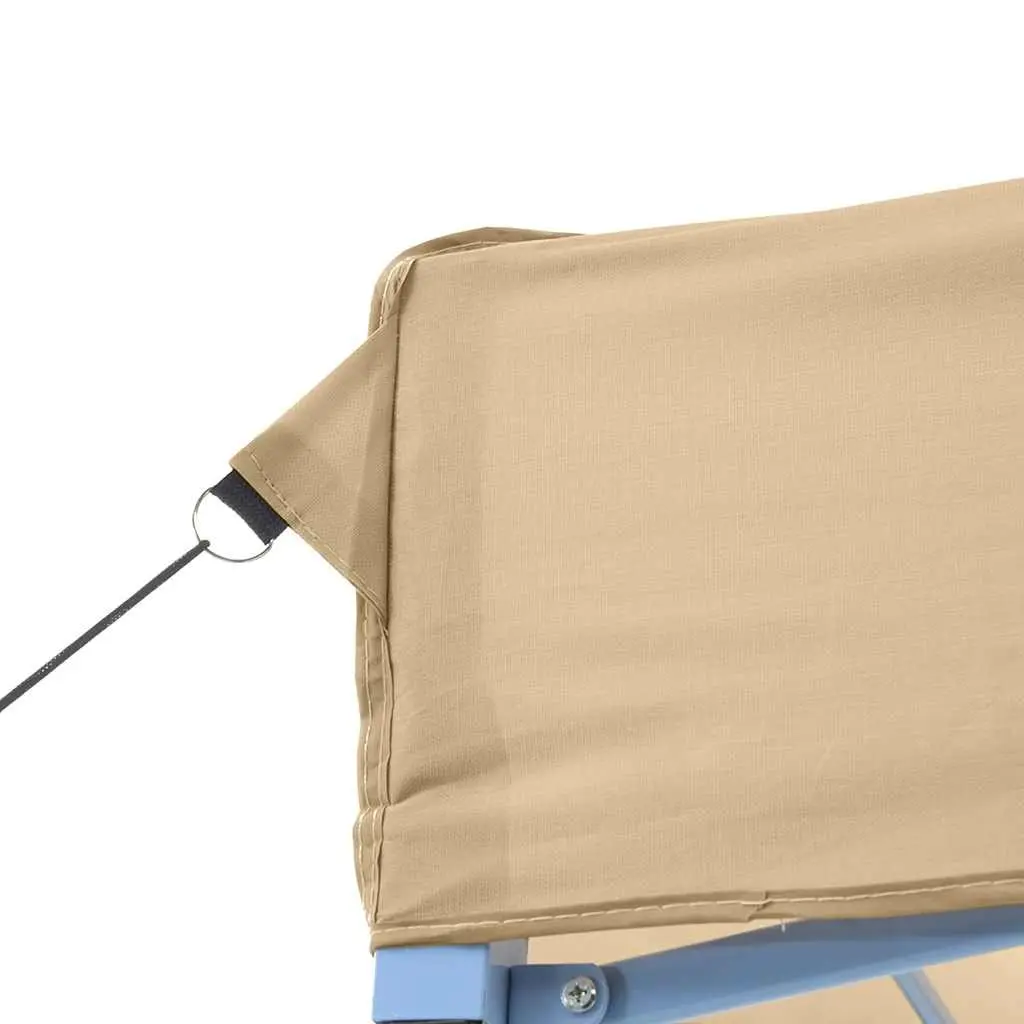 Pop-Up Party Tent Beige Oxford Fabric Outdoor Gazebo with 4 Sidewalls for Events and Gatherings