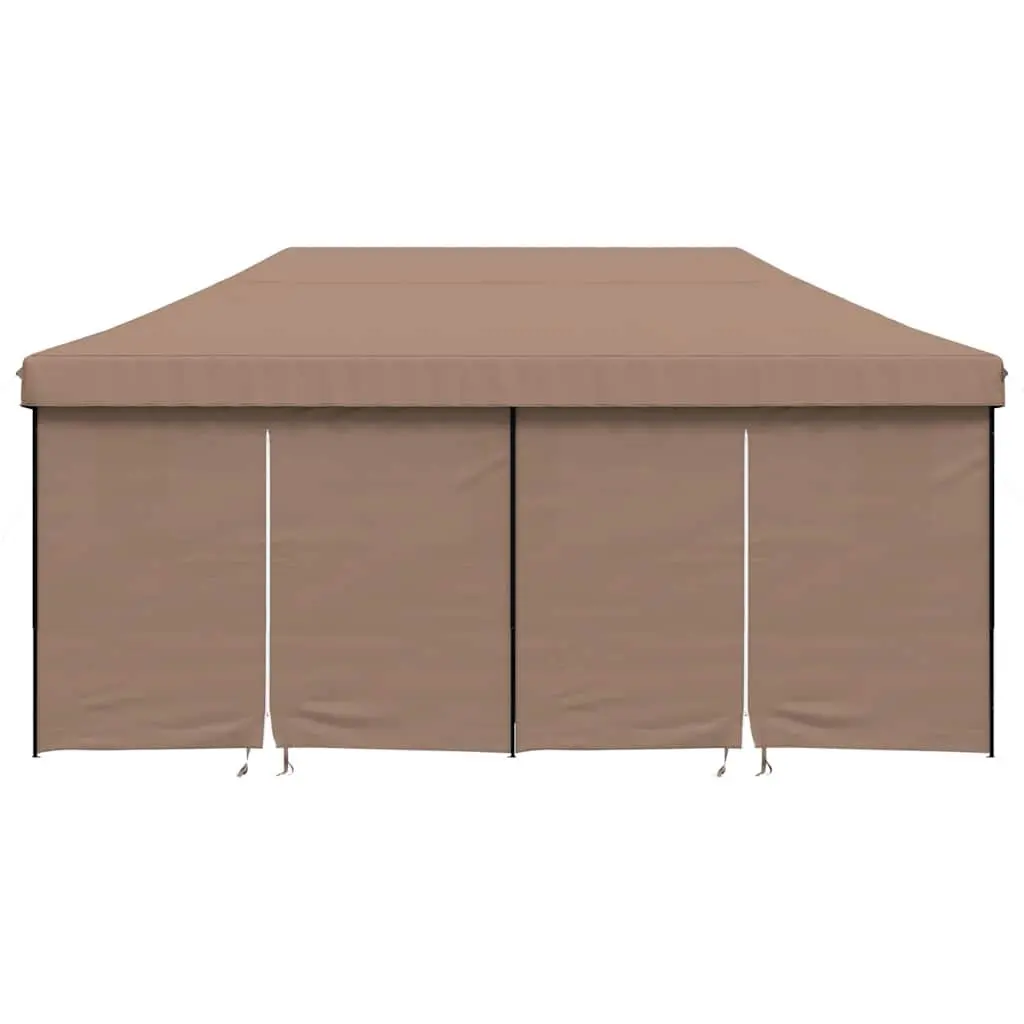 Pop-Up Party Tent Oxford Fabric 4 Sidewalls Brown Outdoor Gazebo