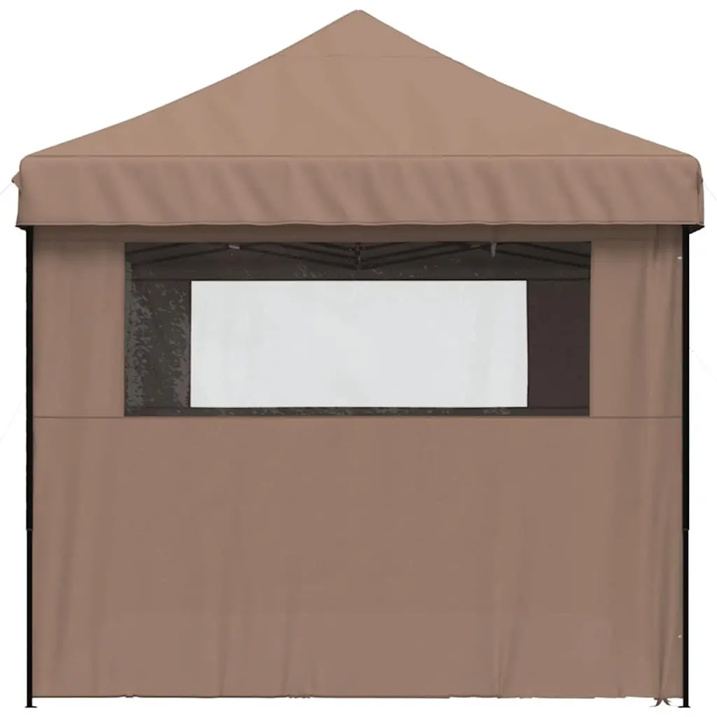 Pop-Up Party Tent Oxford Fabric 4 Sidewalls Brown Outdoor Gazebo