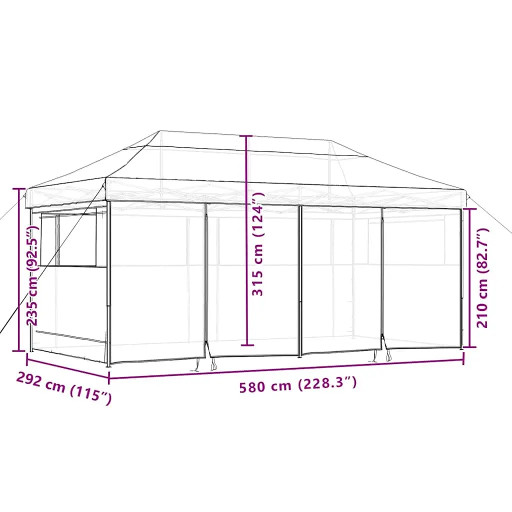 Pop-Up Party Tent Oxford Fabric 4 Sidewalls Brown Outdoor Gazebo