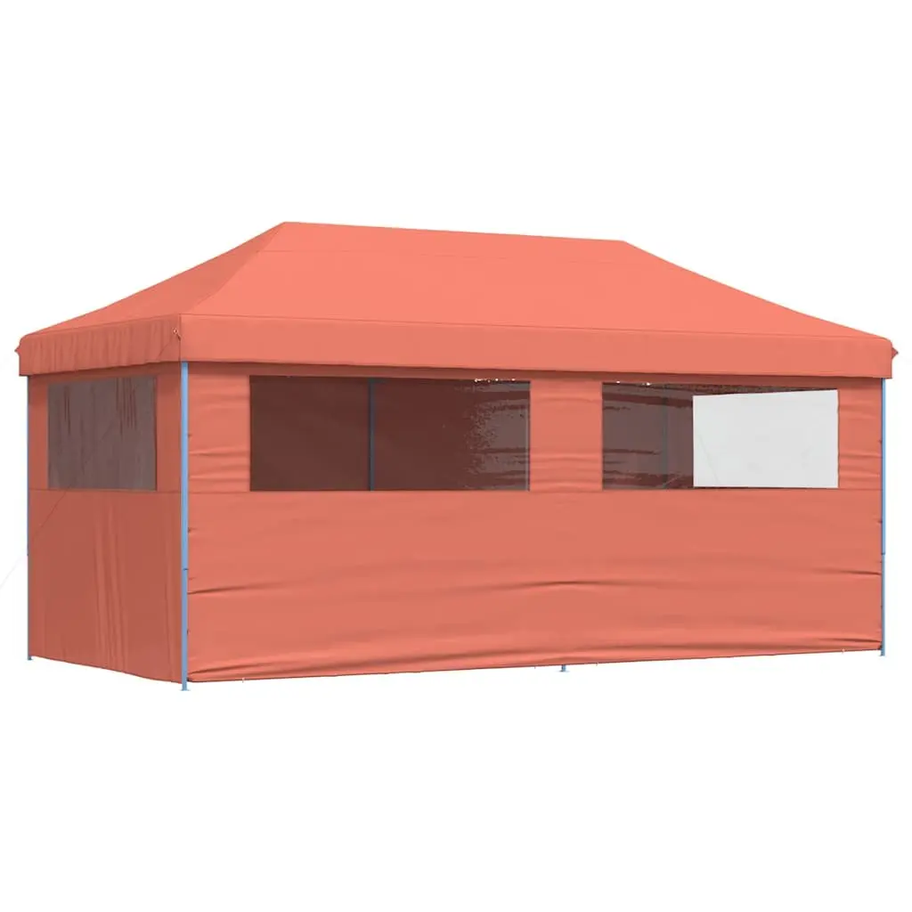 Pop-Up Party Tent Oxford Fabric 10x10 Feet Orange with Sidewalls