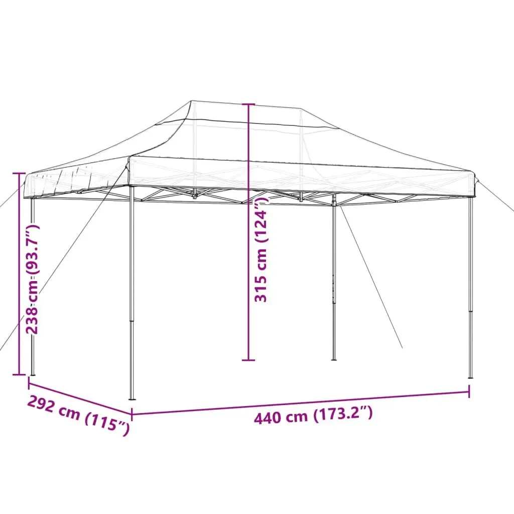 Foldable Pop-Up Party Tent Oxford Fabric Green 440 x 292 x 315 cm Outdoor Garden Gazebo Canopy Event Shelter