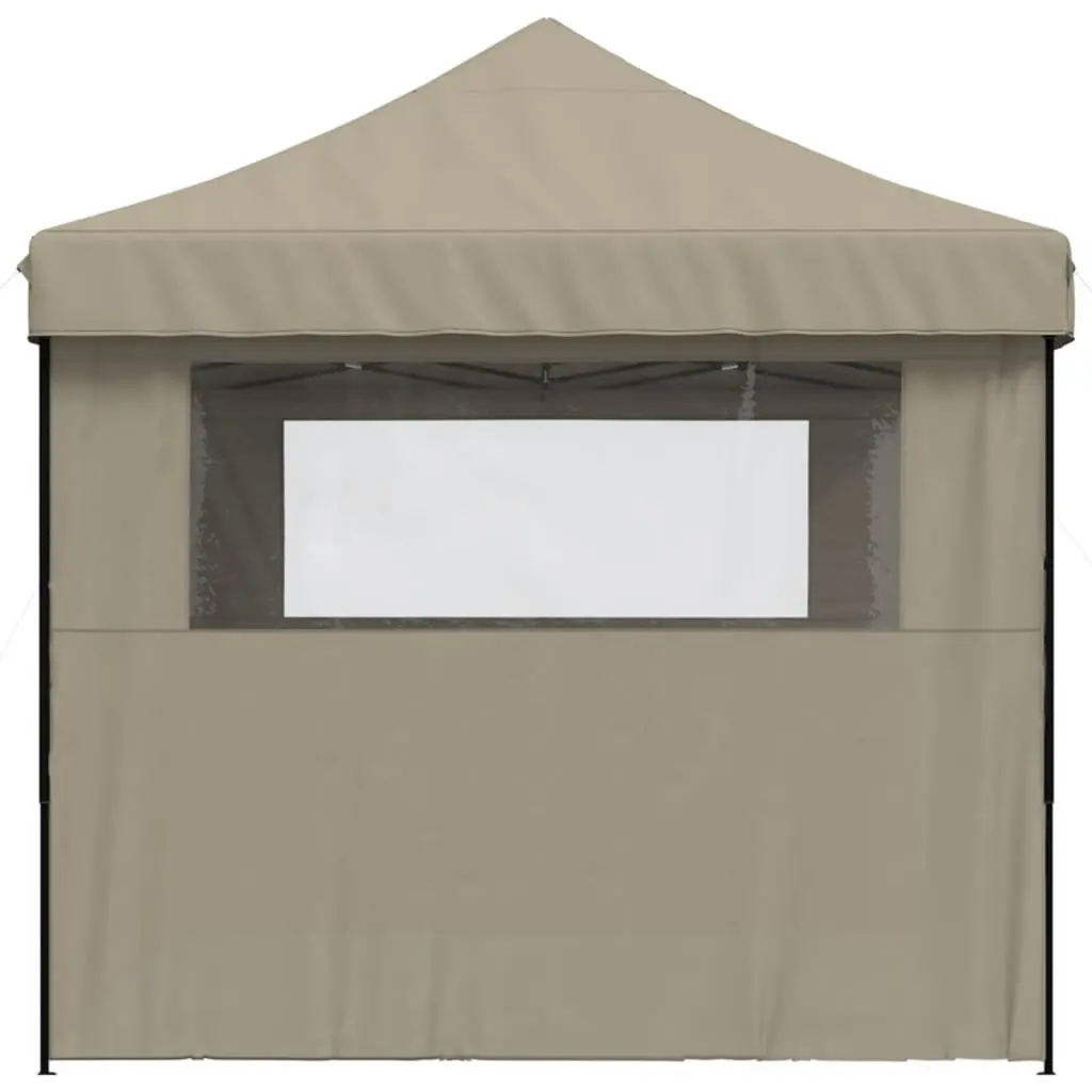 Foldable Pop-Up Party Tent Oxford Fabric 3 Sidewalls Clear Windows Taupe