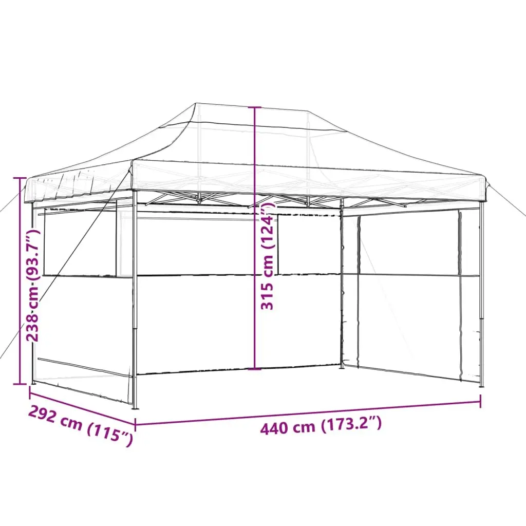 Foldable Pop-Up Party Tent Oxford Fabric 3 Sidewalls Clear Windows Taupe