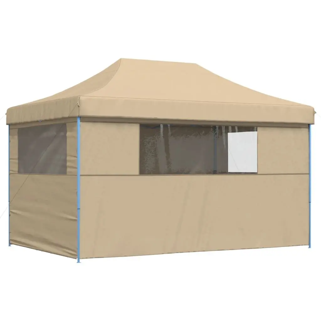 Pop-Up Party Tent Oxford Fabric 4 Sidewalls Beige Outdoor Canopy Garden Gazebo