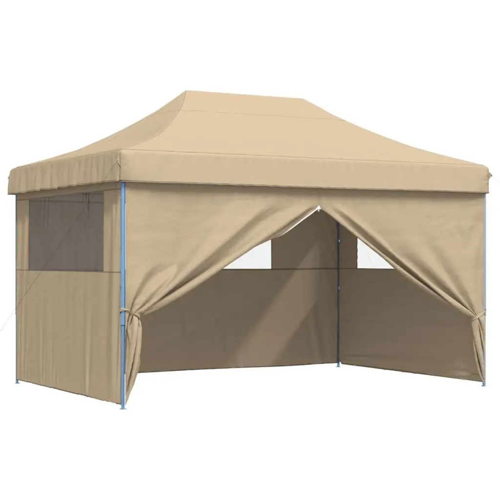 Pop-Up Party Tent Oxford Fabric 4 Sidewalls Beige Outdoor Canopy Garden Gazebo