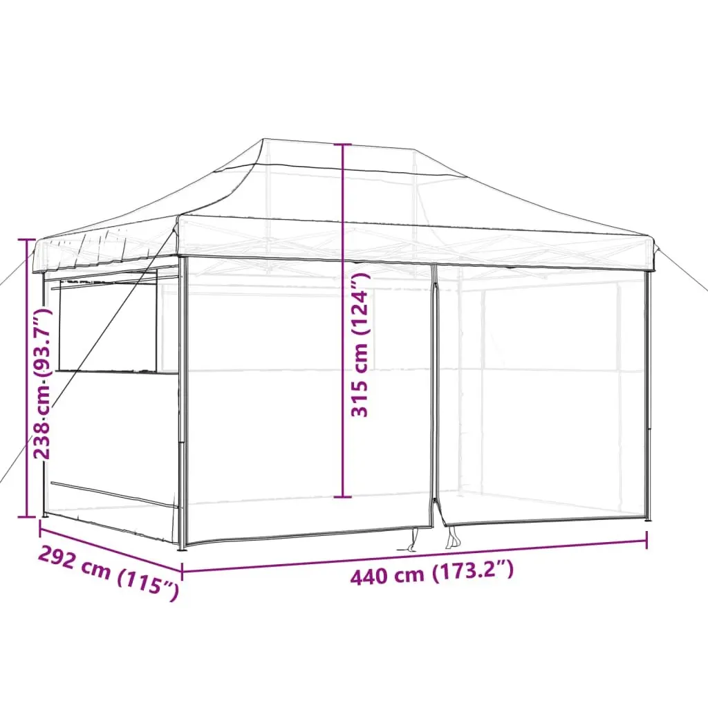 Pop-Up Party Tent Oxford Fabric 4 Sidewalls Beige Outdoor Canopy Garden Gazebo