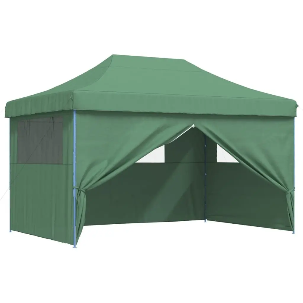 Pop-Up Party Tent Foldable Outdoor Gazebo Green with 4 Sidewalls