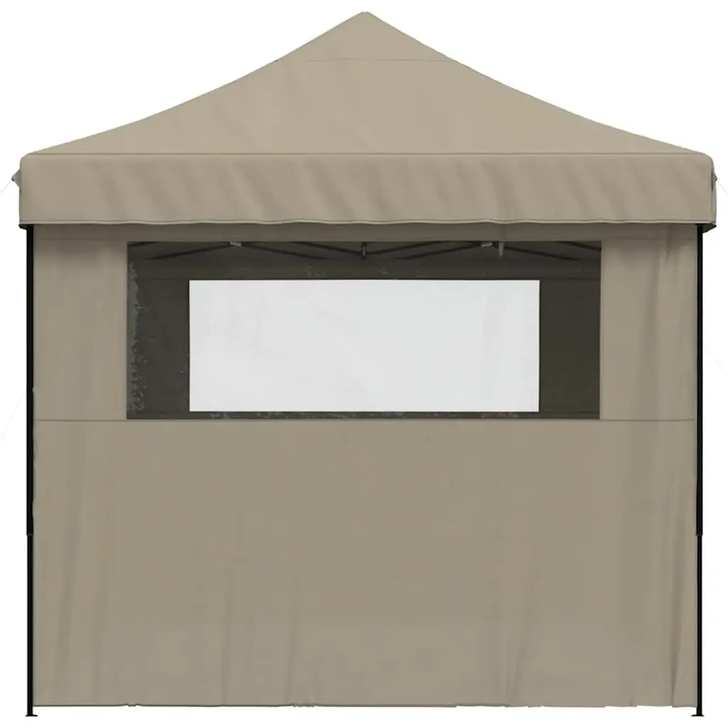 Foldable Pop-Up Party Tent Oxford Fabric 4 Sidewalls Clear Windows Taupe